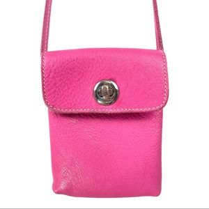 Roots Bright Pink Twist Lock Pebbled Leather Crossbody Bag 😍👌